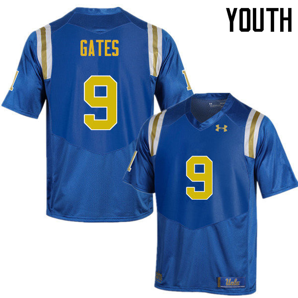 Youth #9 Elijah Gates UCLA Bruins Under Armour College Football Jerseys Sale-Blue - Click Image to Close
